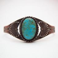 Navajo Cuff Bracelet with #8 Turquoise  c.1930