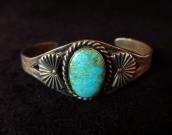 Navajo Cuff Bracelet with #8 Turquoise  c.1930