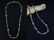 Vtg Navajo Hand Made Studs Beaded Necklace in Silver c.1960～
