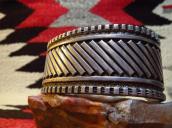 Vintage Bias Stamped Heavy Silver Wide Cuff Bracelet  c.1970