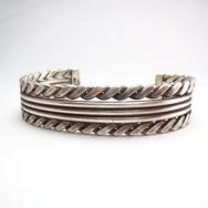OLDPAWN  2Twisted & 3Round Silver Wire Cuff Bracelet  c.1970