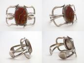 Vintage Navajo Silver Cuff Bracelet w/Laguna Agate  c.1955～