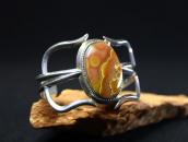 Vintage Navajo Silver Cuff Bracelet w/Laguna Agate  c.1955～