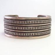 Atq Navajo Chiseled & Stamped Ingot Silver Wide Cuff c.1915～