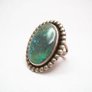 Vintage Silver Ring w/High Grade #8 Turquoise  c.1960