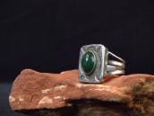 Antique Navajo Silver Pill Box Ring w/Green Turquoise c.1930