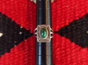 Antique Navajo Silver Pill Box Ring w/Green Turquoise c.1930