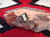 Antique Navajo Silver Pill Box Ring w/Green Turquoise c.1930