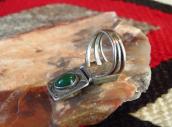 Antique Navajo Silver Pill Box Ring w/Green Turquoise c.1930