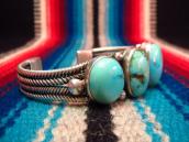 Vintage Twisted Wire 4 TQ Row Silver Cuff Bracelet  c1950～