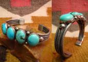 Vintage Twisted Wire 4 TQ Row Silver Cuff Bracelet  c1950～