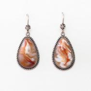 【GARDEN OF THE GODS】Atq Agate Drop Pierced Earrings  c.1940