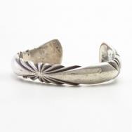 Vtg Navajo Burst Filed Half-Round Silver Wire Cuff c.1950～