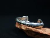Vtg Navajo Burst Filed Half-Round Silver Wire Cuff c.1950～