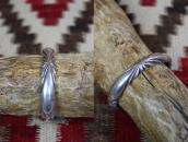 Vtg Navajo Burst Filed Half-Round Silver Wire Cuff c.1950～