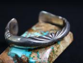 Vtg Navajo Burst Filed Half-Round Silver Wire Cuff c.1950～