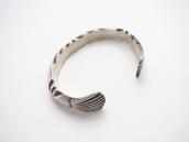 Vtg Navajo Burst Filed Half-Round Silver Wire Cuff c.1950～