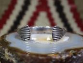 Vtg Navajo Burst Filed Half-Round Silver Wire Cuff c.1950～
