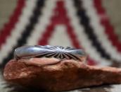 Vtg Navajo Burst Filed Half-Round Silver Wire Cuff c.1950～