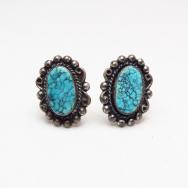 Vintage Silver Screw-back Earring w/Hi-Grade #8 TQ  c.1940～