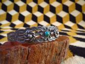 Antique 【IH】 Coin Silver Scalloped Edge Cuff Bracelet c.1930