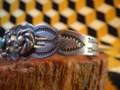 Antique 【IH】 Coin Silver Scalloped Edge Cuff Bracelet c.1930