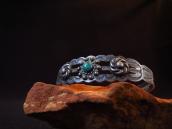 Antique 【IH】 Coin Silver Scalloped Edge Cuff Bracelet c.1930