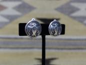 【Hopi Crafts】Vtg Thunderbird Overlay Clipon Earrings c.1960～
