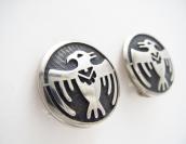 【Hopi Crafts】Vtg Thunderbird Overlay Clipon Earrings c.1960～