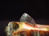 Antique Repouse & Stamped Ingot Silver Ring  c.1925～