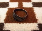 Antique Repouse & Stamped Ingot Silver Ring  c.1925～