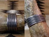 Atq Navajo Chiseled & Stamped Ingot Silver Wide Cuff c.1915～
