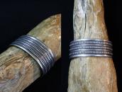 Atq Navajo Chiseled & Stamped Ingot Silver Wide Cuff c.1915～