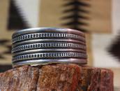 Atq Navajo Chiseled & Stamped Ingot Silver Wide Cuff c.1915～
