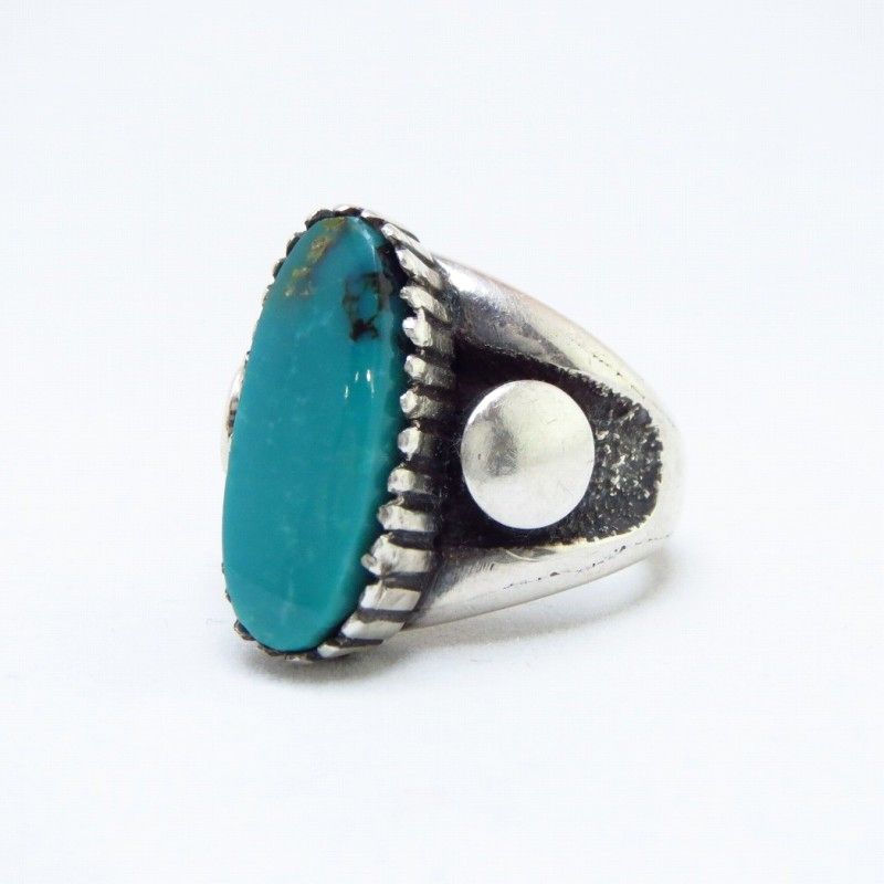 【Julian Lovato】 Kewa Tufa Casted Silver Ring w/Turquoise