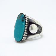 【Julian Lovato】 Kewa Tufa Casted Silver Ring w/Turquoise