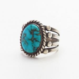 Vintage Navajo Split Shank Men's Ring w/Turquoise c.1950