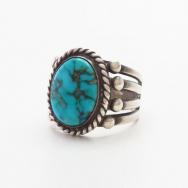 Vintage Navajo Split Shank Men's Ring w/Turquoise c.1950