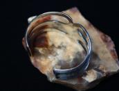 Antique Navajo Stamped Sand Cast Silver Cuff c.1920～
