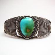 Vintage Ingot Silver Wire Cuff Bracelet w/Royston TQ c.1940～