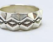 【Clendon Pete】 Navajo Diamond Stamped Chiseled Ring JP23