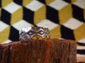 【Clendon Pete】 Navajo Diamond Stamped Chiseled Ring JP23