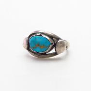 Vintage Split Shank Silver Ring w/Lone Mt. Turquoise  c.1950