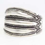 【Ernie Lister】 Navajo Repoused CoinSilver Wide Cuff Bracelet