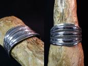 【Ernie Lister】 Navajo Repoused CoinSilver Wide Cuff Bracelet