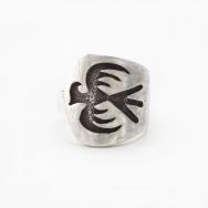 Vintage Hopi Thunderbird Overlay Silver Ring  c.1960～