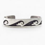 【Richard Kagenvema】Vtg Hopi Heavy Silver Overlay Cuff c.1960