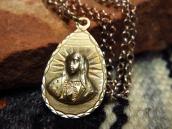 Vintage 10K Gold Our Lady of Gudalupe Fob Necklace