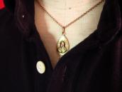 Vintage 10K Gold Our Lady of Gudalupe Fob Necklace