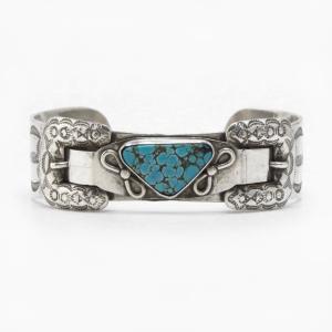 Antique Navajo Belt Buckles Silver Cuff w/Turquoise c.1930～